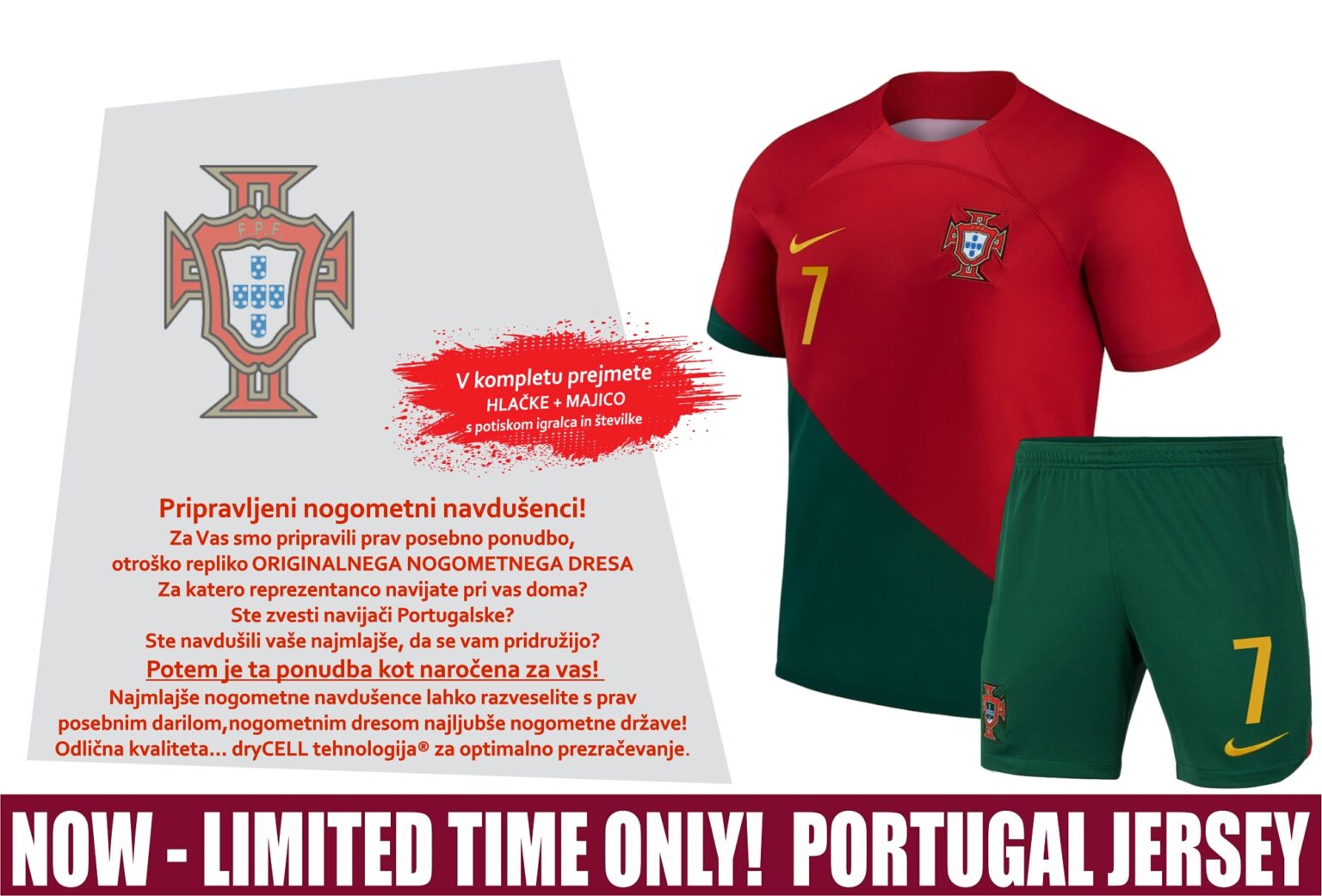 Nogometni Dres PORTUGALSKA Ronaldo LUEN SI Spletna Trgovina